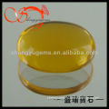 yellow oval plated bottom glass precious stones(GLOV-3x5-1039)